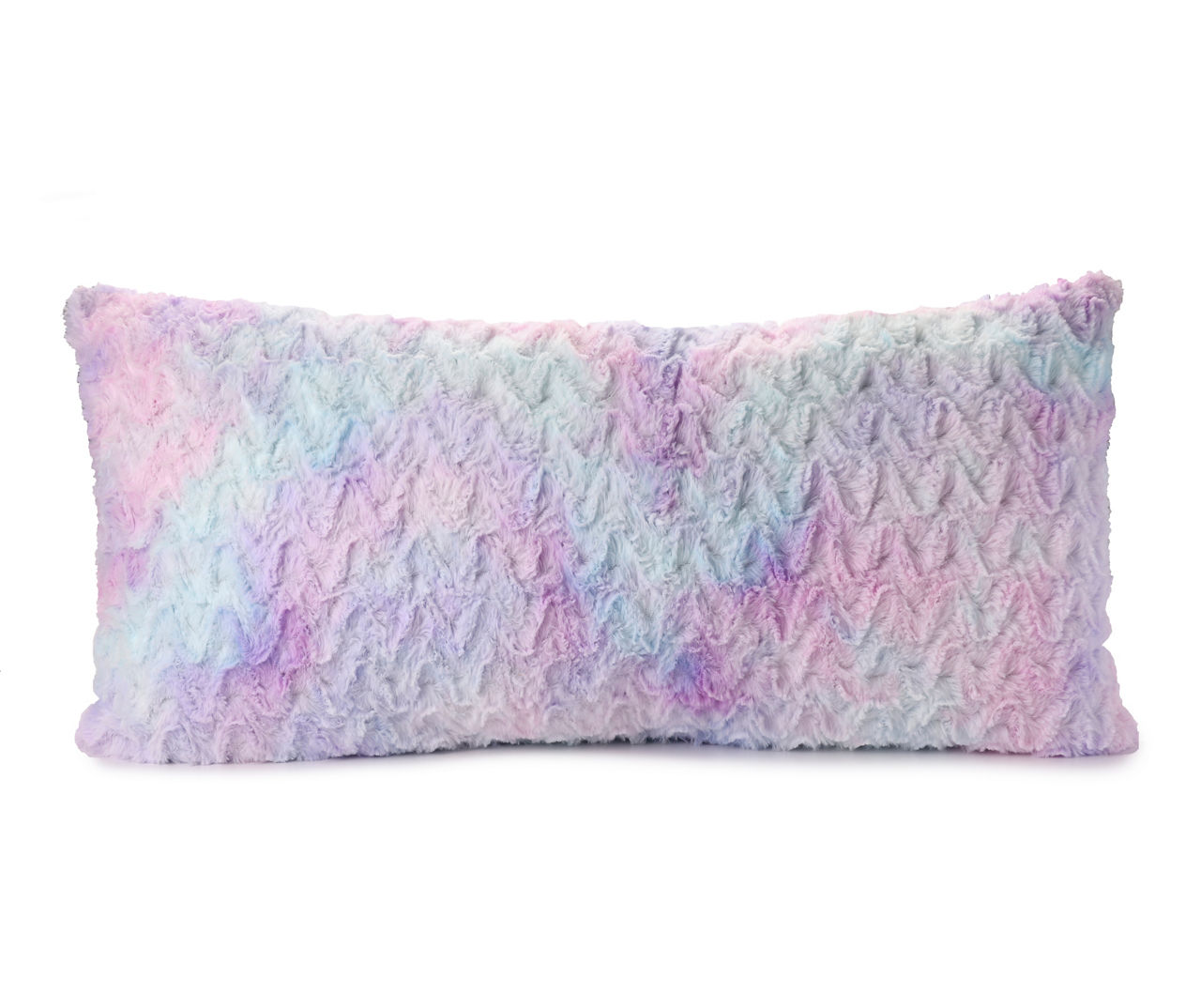 Pastel Tie-Dye Zigzag Faux Fur Bed Rest Pillow