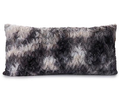 Gray & Black Tie-Dye Zigzag Faux Fur Body Pillow