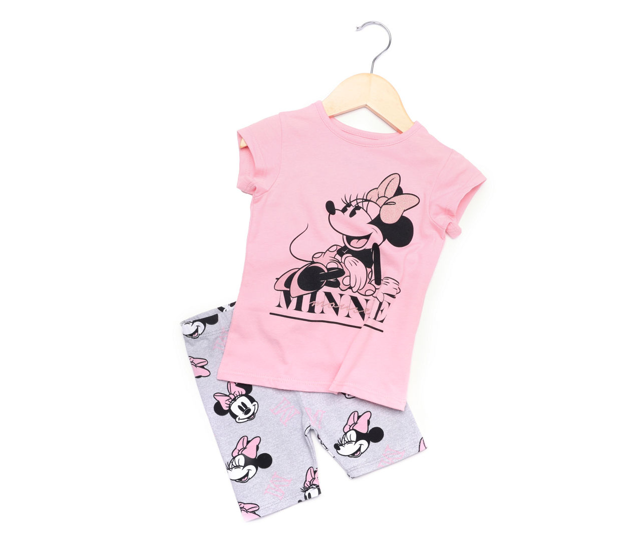 Kids' Size 4 Pink Minnie Mouse Tee & Gray Bike Shorts