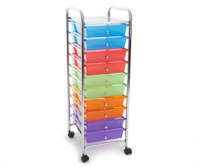 Multi-Color 10-Drawer Rolling Organizer Cart