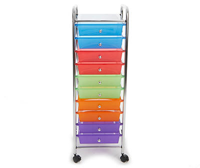 Multi-Color 10-Drawer Rolling Organizer Cart