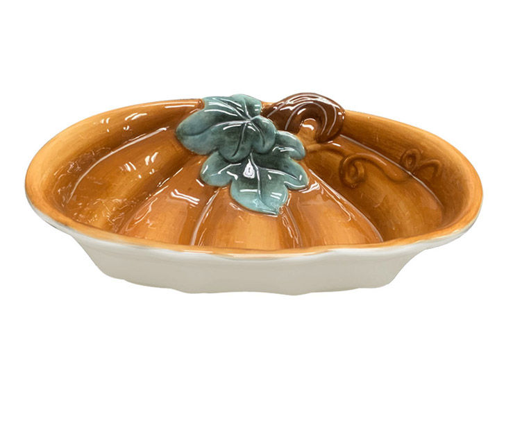 The Pioneer Woman 10-Inch Ceramic Pumpkin Pie Plate with Lid Available  colours: Linen/ Orange • Festive pumpkin shape will turn any meal…