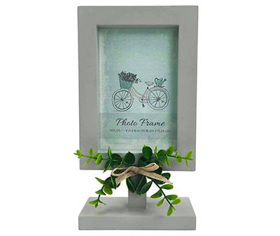 Gray Pedestal Picture Frame With Ivy Accent, (4