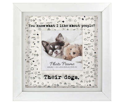 "Their Dogs" White & Black Doodle Box Picture Frame, (4" x 4")