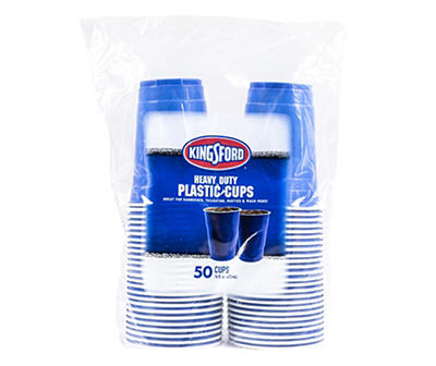 Blue 16 Oz. Heavy Duty Plastic Cups, 50-Count