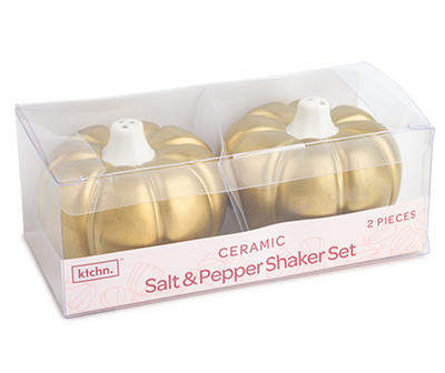 Metallic Gold Pumpkin Salt & Pepper Shaker Set