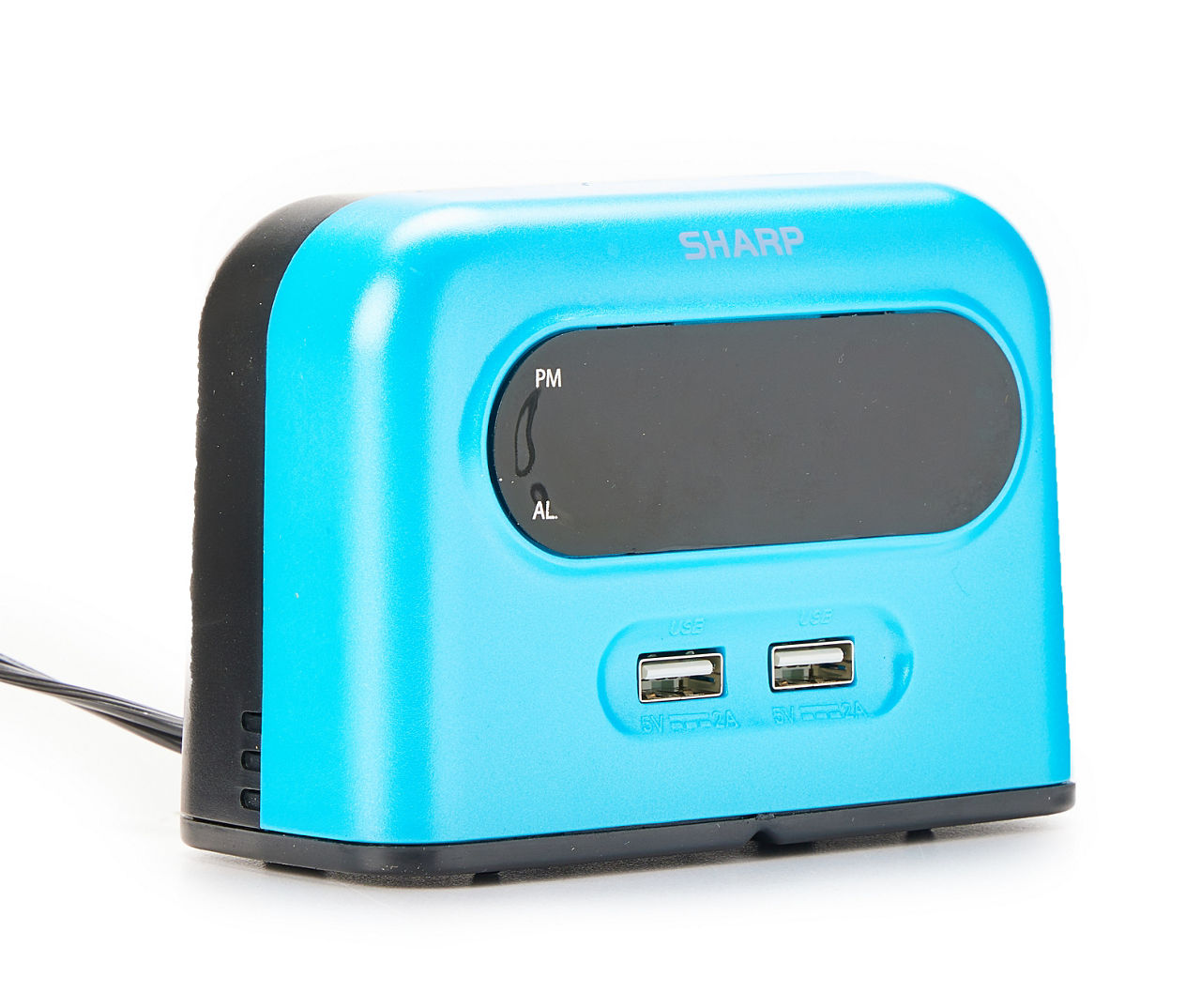 Metallic Turquoise Digital Alarm Clock with USB Ports