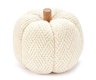 5.75" Cream Knit Fabric Pumpkin