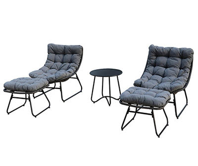 Gray All-Weather Wicker 5-Piece Cushioned Patio Chat Set