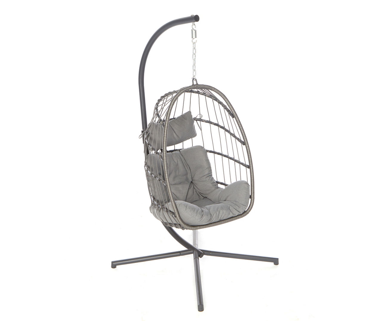 Nicole Miller Gray Rope Hanging Cushioned Patio Egg Chair Big Lots