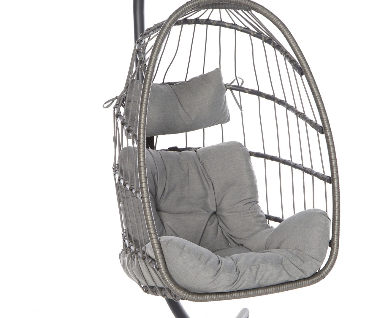 Nicole Miller Gray Rope Hanging Cushioned Patio Egg Chair Big Lots