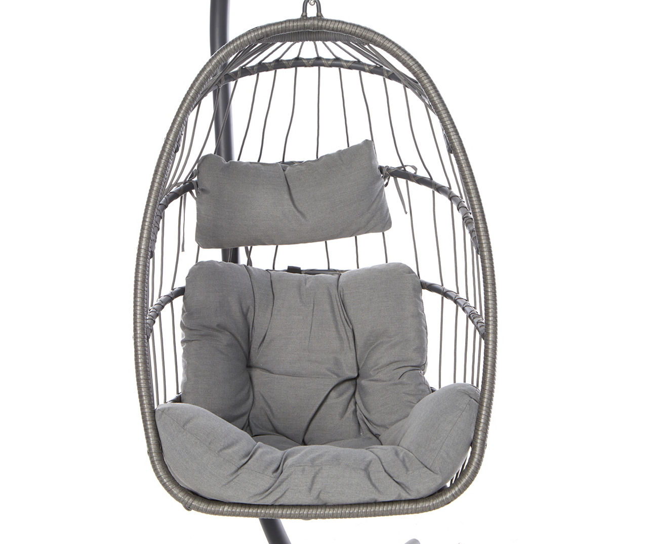 Nicole Miller Gray Rope Hanging Cushioned Patio Egg Chair Big Lots