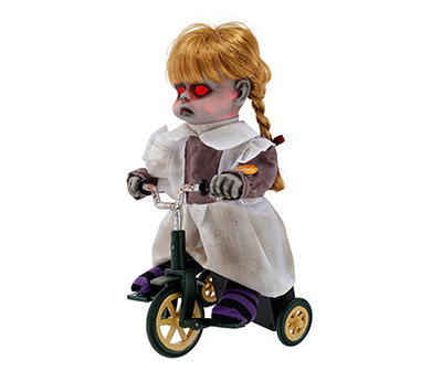 12" Haunted Doll Riding Tricycle Animated Decor