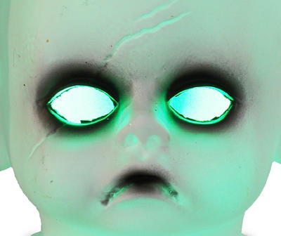 Green Eyes Baby Doll Head LED Tabletop Decor