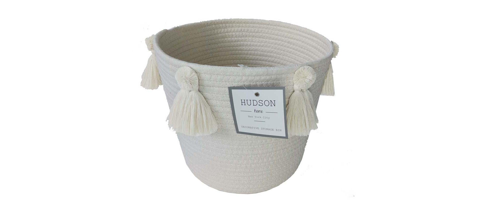 Hudson Home Cotton Tassel Rope Bin - Big Lots