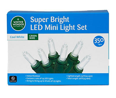 Cool White Super Bright LED Mini Light Set, 350-Lights