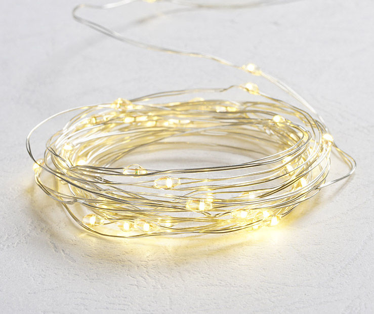 Winter Wonder Lane Warm White LED Micro Light Set with Silver Wire, 50