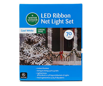 6' x 1.5' Cool White LED Ribbon Net Light Set, 70-Lights