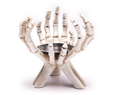 White Skeleton Hands Candle Holder
