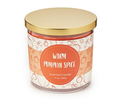Pumpkin Spice Orange & White Pumpkin Color Block Jar Candle, 14 oz.