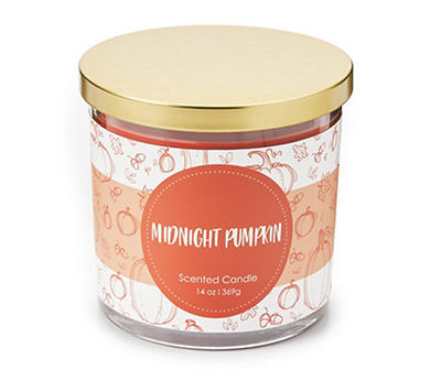 Midnight Pumpkin Orange & White Pumpkin Color Block Jar Candle, 14 oz.
