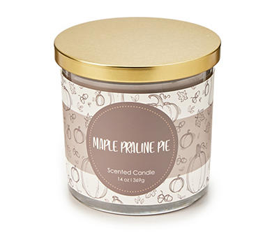 Maple Praline Pie Gray & White Pumpkin Color Block Jar Candle, 14 oz.