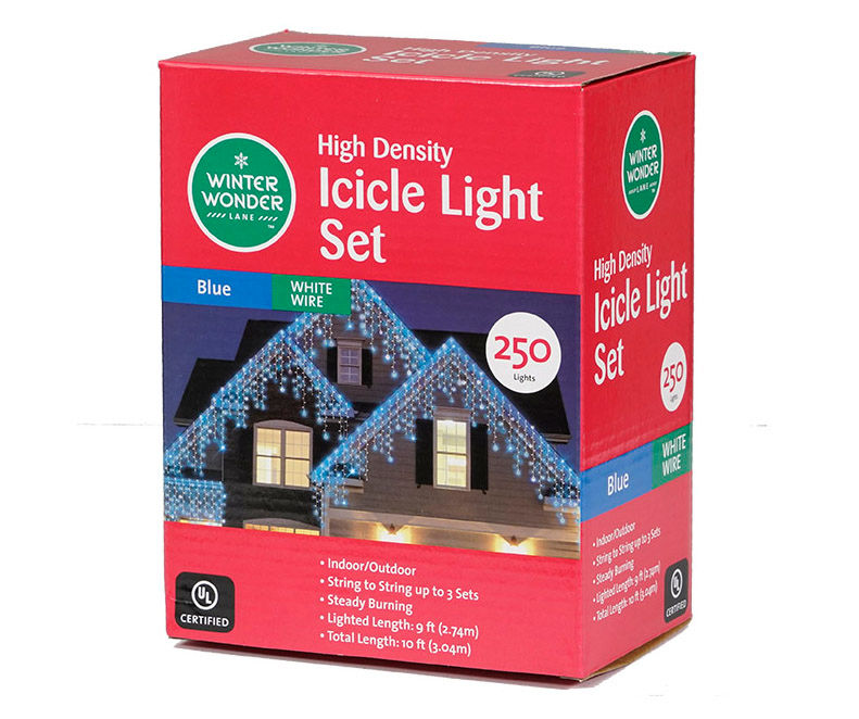 Blue High Density Icicle Light Set, 250-Lights