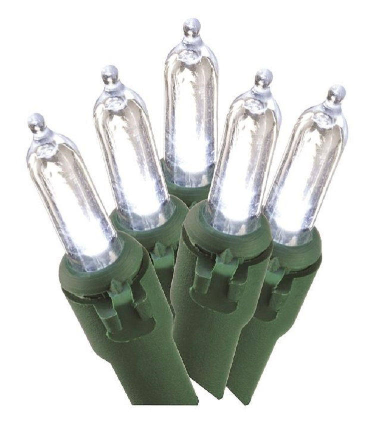 Winter Wonder Lane Cool White LED Mini Light Set with Green Wire, 120