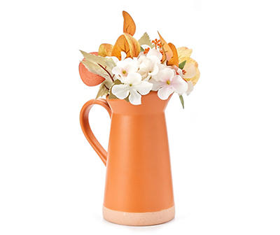 Fall Floral Arrangement in Ceramic Pitcher Vase