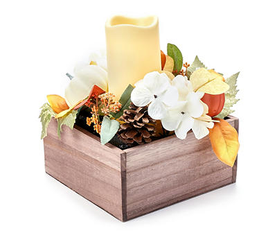 Pinecone, Pumpkin & Floral LED Candle Box Centerpiece