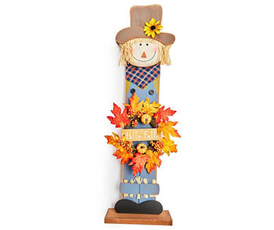 "Hello Fall" Leaf & Pumpkin Wreath Scarecrow Greeter