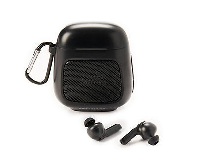 Black 2-in-1 True Wireless Earbuds With Speaker Case