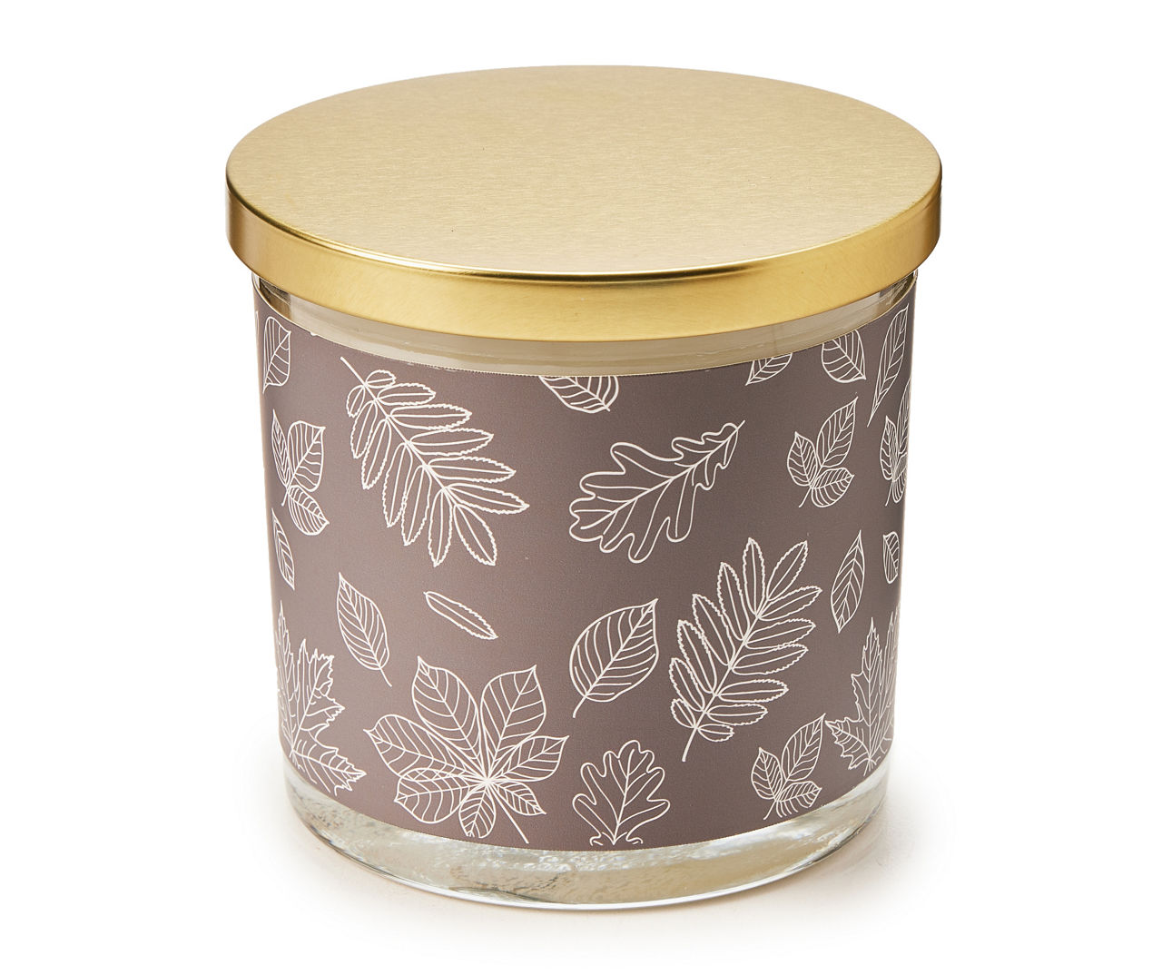 Pumpkin Donut Gray Leaf Pattern Jar Candle, 14 oz.