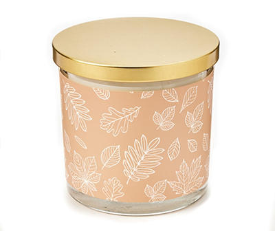 Warm Cinnamon Cider Tan Leaf Pattern Jar Candle, 14 oz.