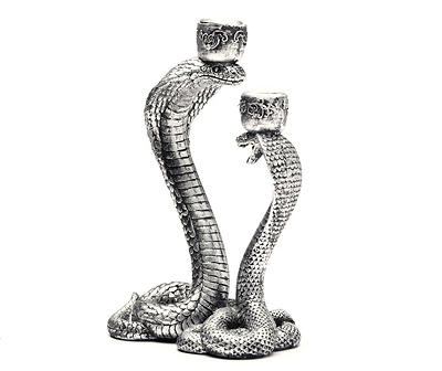 Silvertone Snake 2-Taper Candle Holder