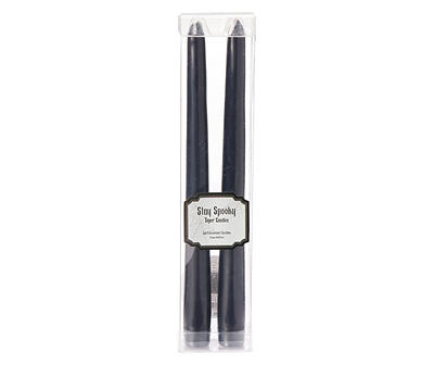 Unscented Black Taper Candles, 2-Pack
