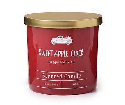 Sweet Apple Cider Red Opaque Jar Candle, 14 oz.