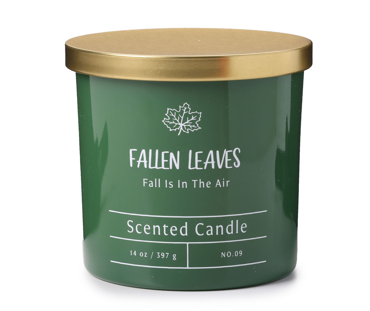 Fallen Leaves Dark Green Opaque Jar Candle, 14 oz.