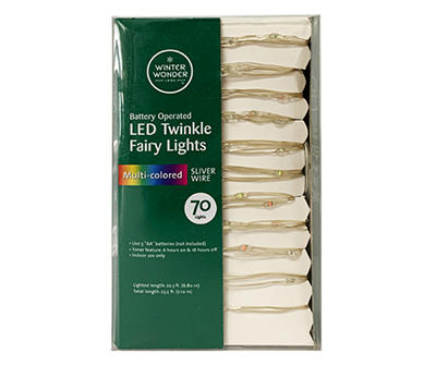 Multi-Color Twinkle LED Fairy Light Set, 70-Lights