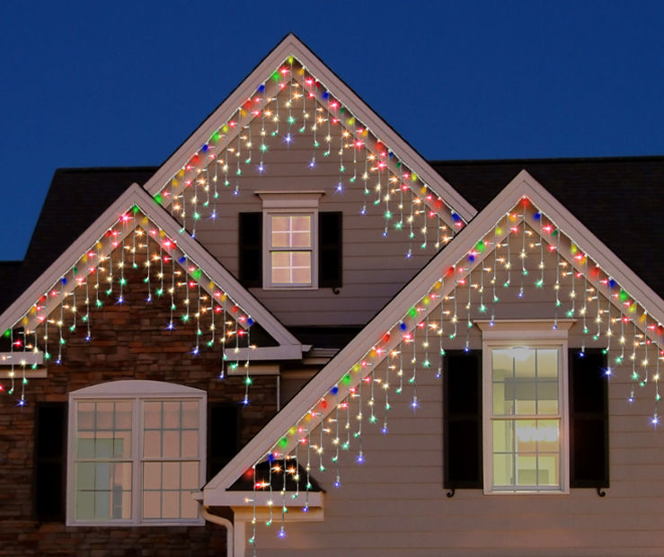 Christmas Icicle Light - 100 Clear Icicle Lights, Green Wire