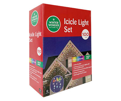 Multi-Color C9 & Mini Icicle Light Set with Green Wire, 100-Lights