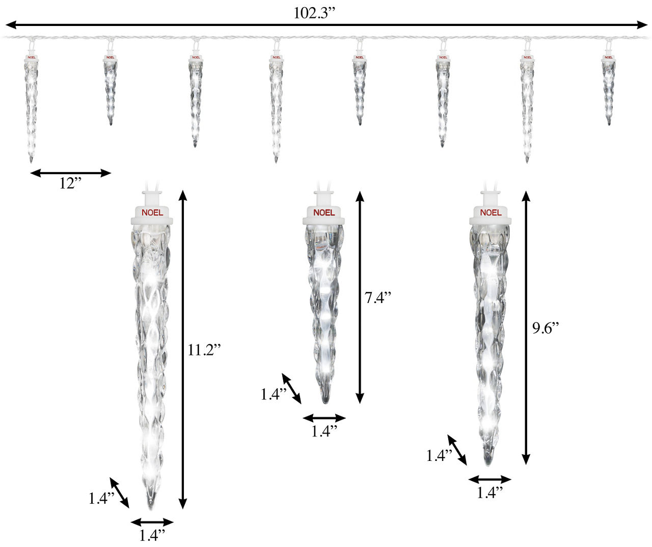 Shooting Star LED Icicle Light Set, 8-Lights