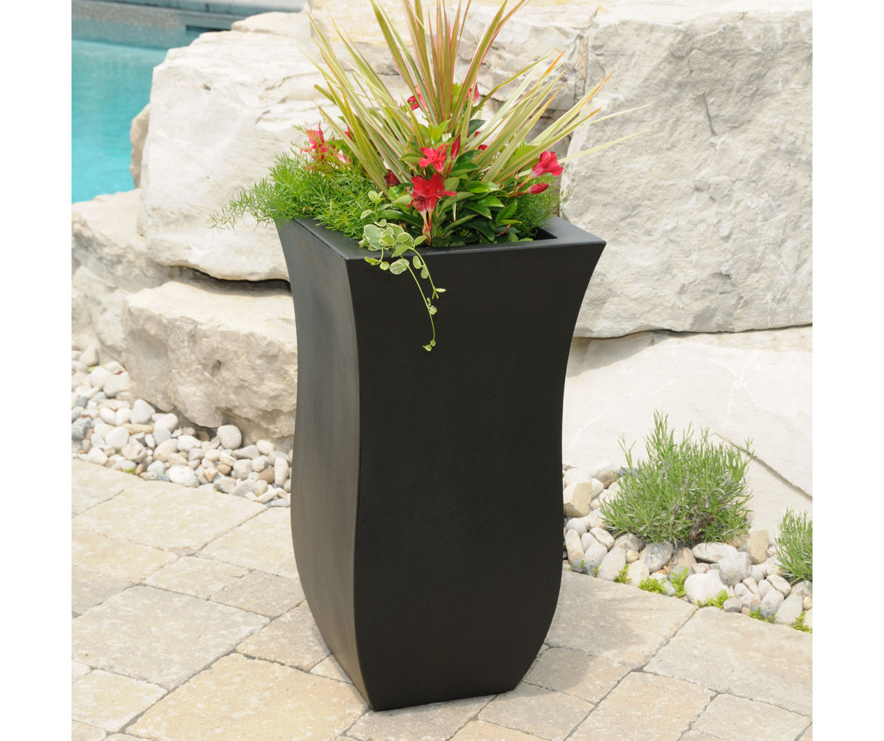 30IN TALL BLACK PLANTER