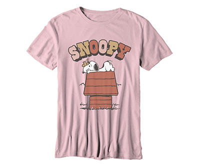 Peanuts Women's Blush Snoopy Doghouse Graphic Tee