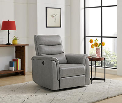 Taupe Faux Leather Power Recliner