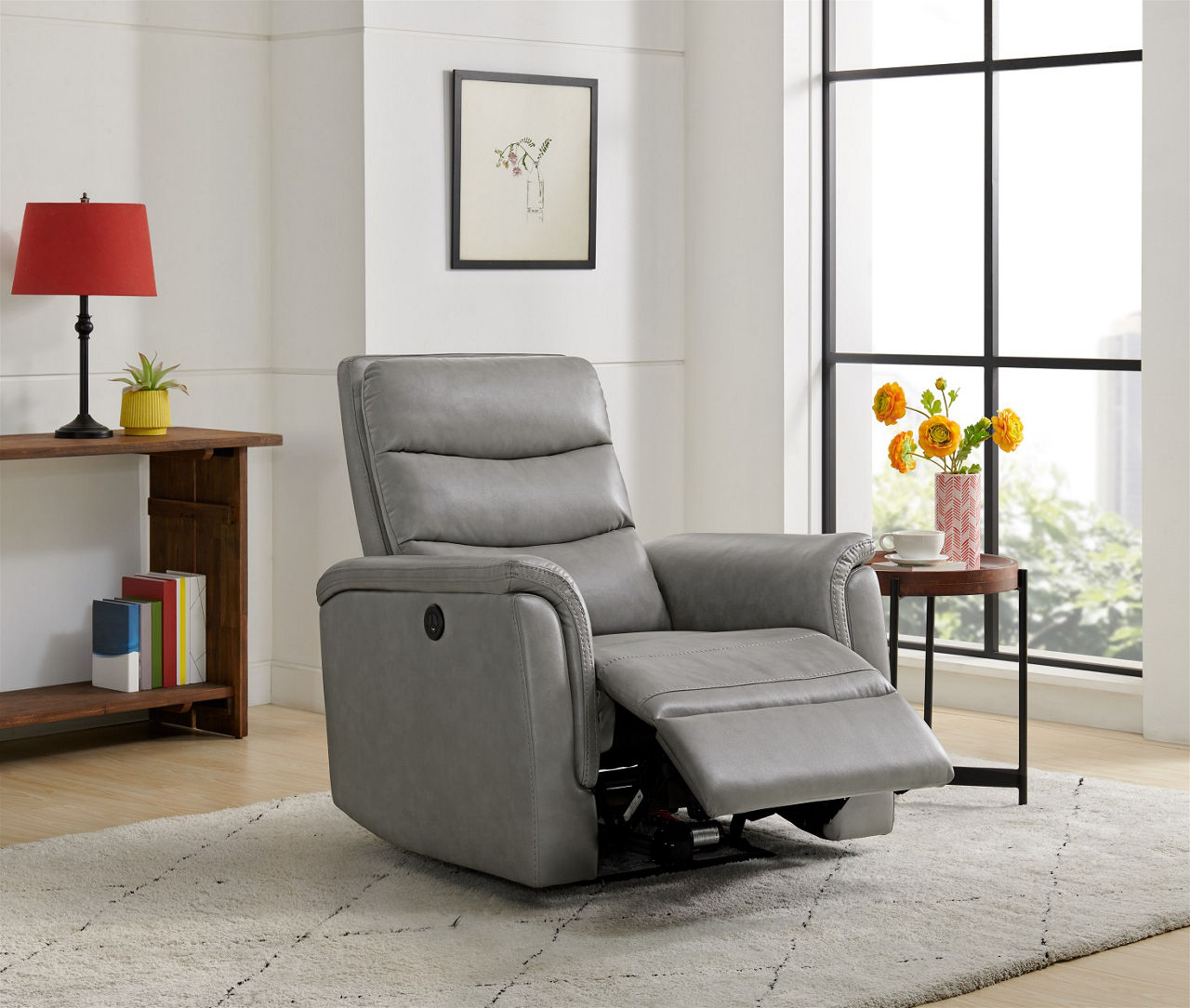 Real Living Taupe Faux Leather Power Recliner Big Lots