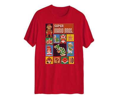 Nintendo Men's Red Super Mario Mix Graphic Tee