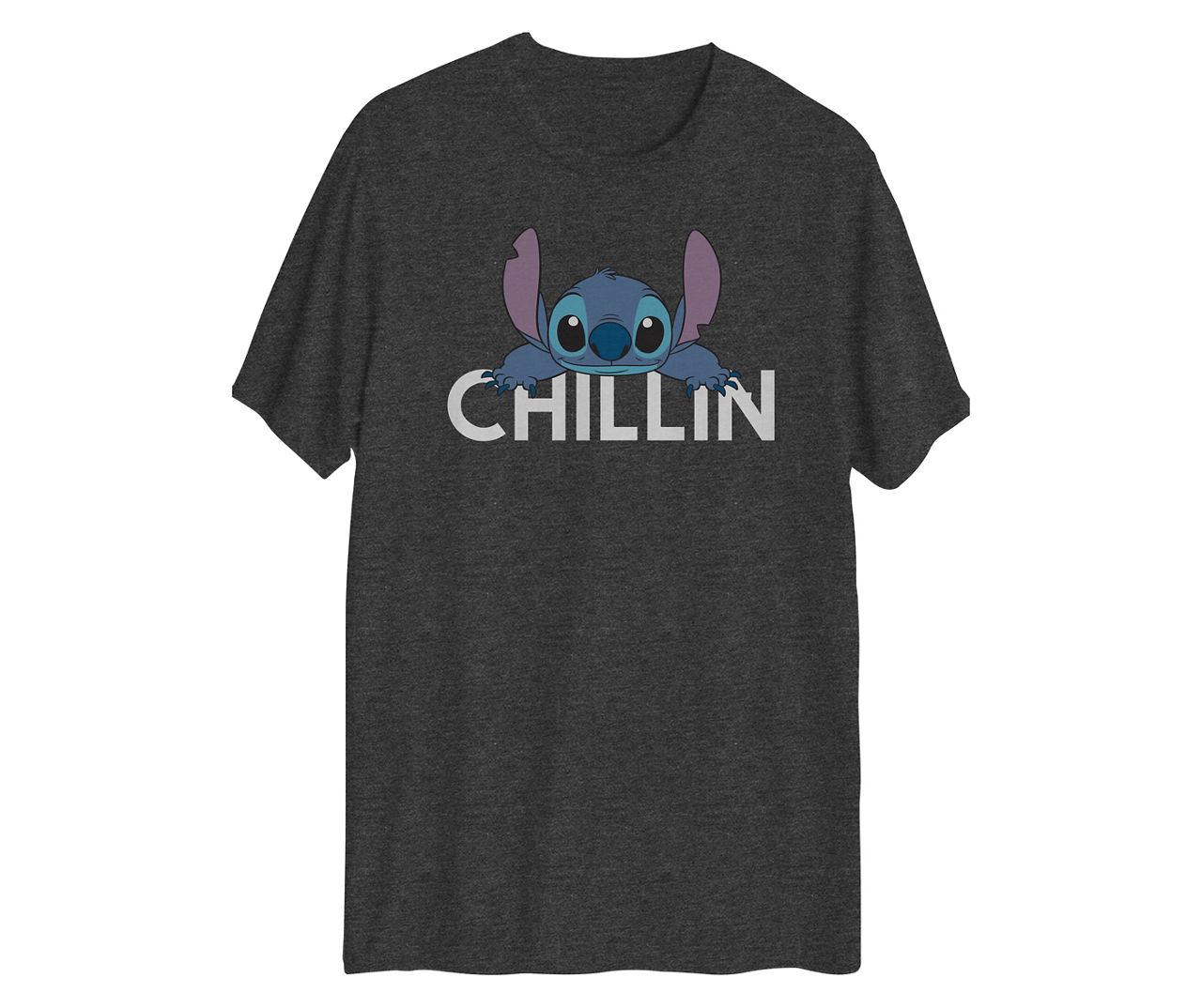 Disney Men's Size M "Chillin" Charcoal Heather Stitch Graphic Tee
