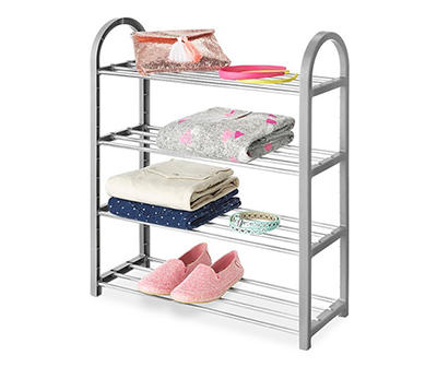 Gray 4-Tier Compact Closet Shelf