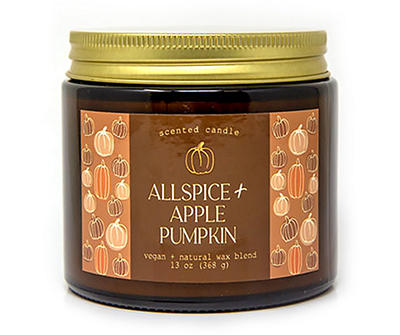 Allspice & Apple Pumpkin Amber Glass Jar Candle, 13 oz.